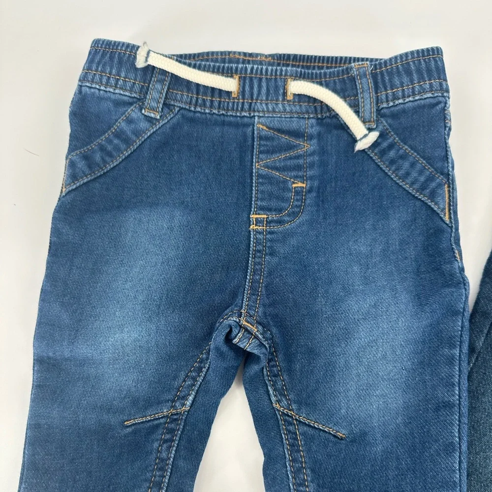 Lot of 2 Cat & Jack Dark Blue Denim Jogger Pants 3-6Month baby infant jeans